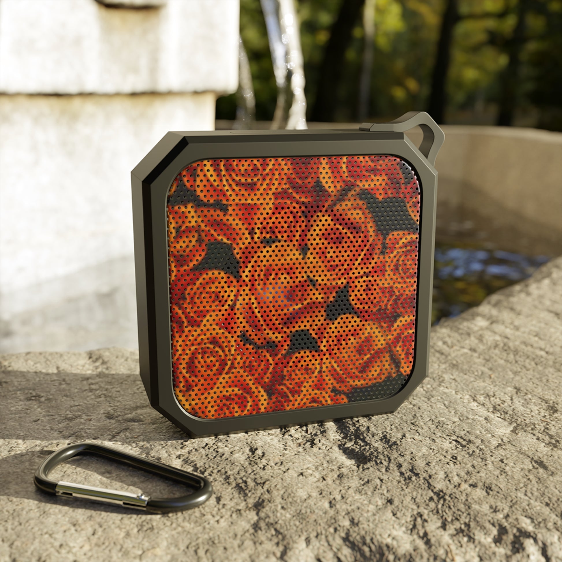 Outdoor Bluetooth Speaker – Orange Roses Print, Durable & Water-Resistant