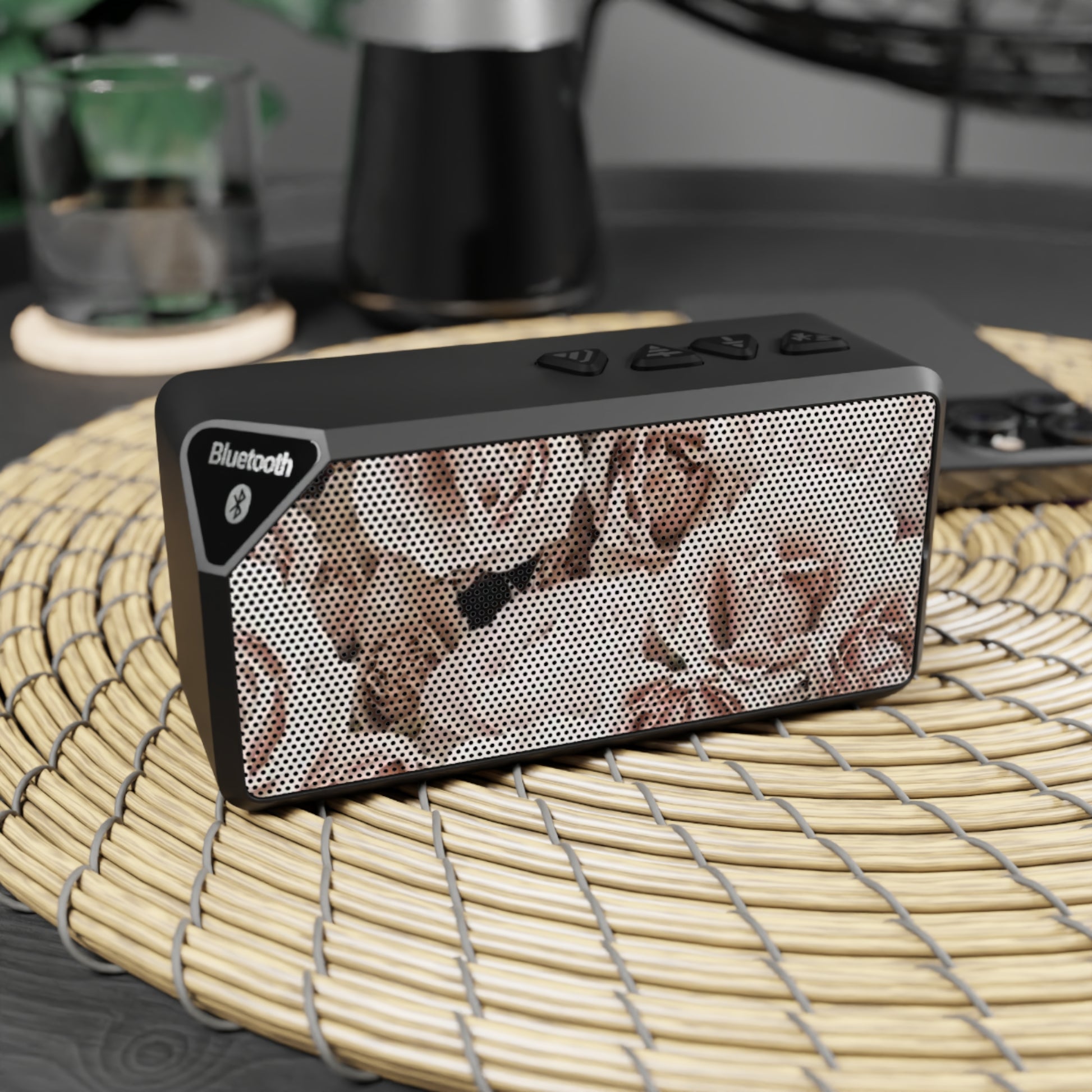 Portable Floral Bluetooth Speaker – Light Pink Floral Design