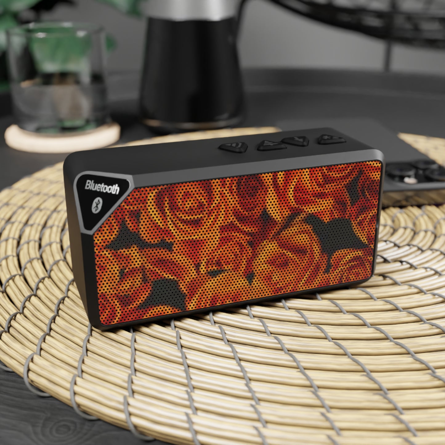  Portable Floral Bluetooth Speaker – Orange Roses Design