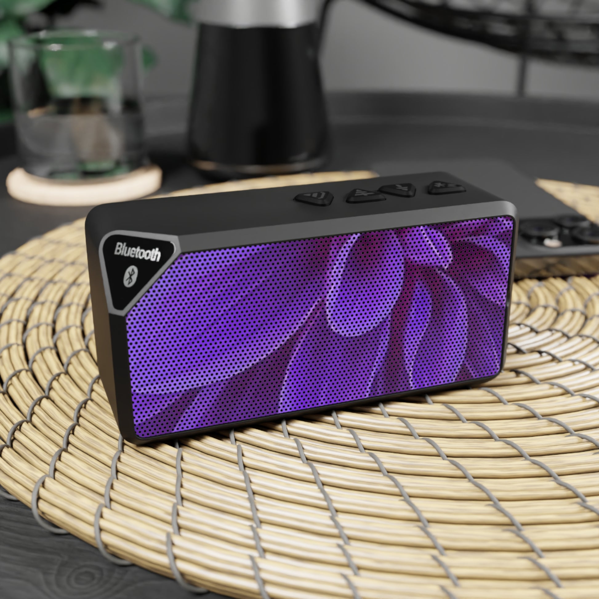 Portable Floral Bluetooth Speaker – Purple Dahlia Design