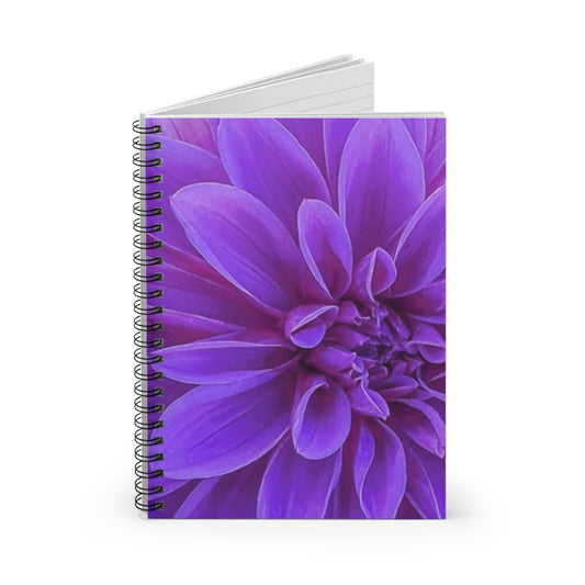 Purple Dahlia Floral-Themed Spiral Notebook-Ruled Line | Pretty & Practical