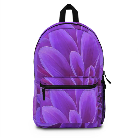 Purple Dahlia Floral Backpack for Travel