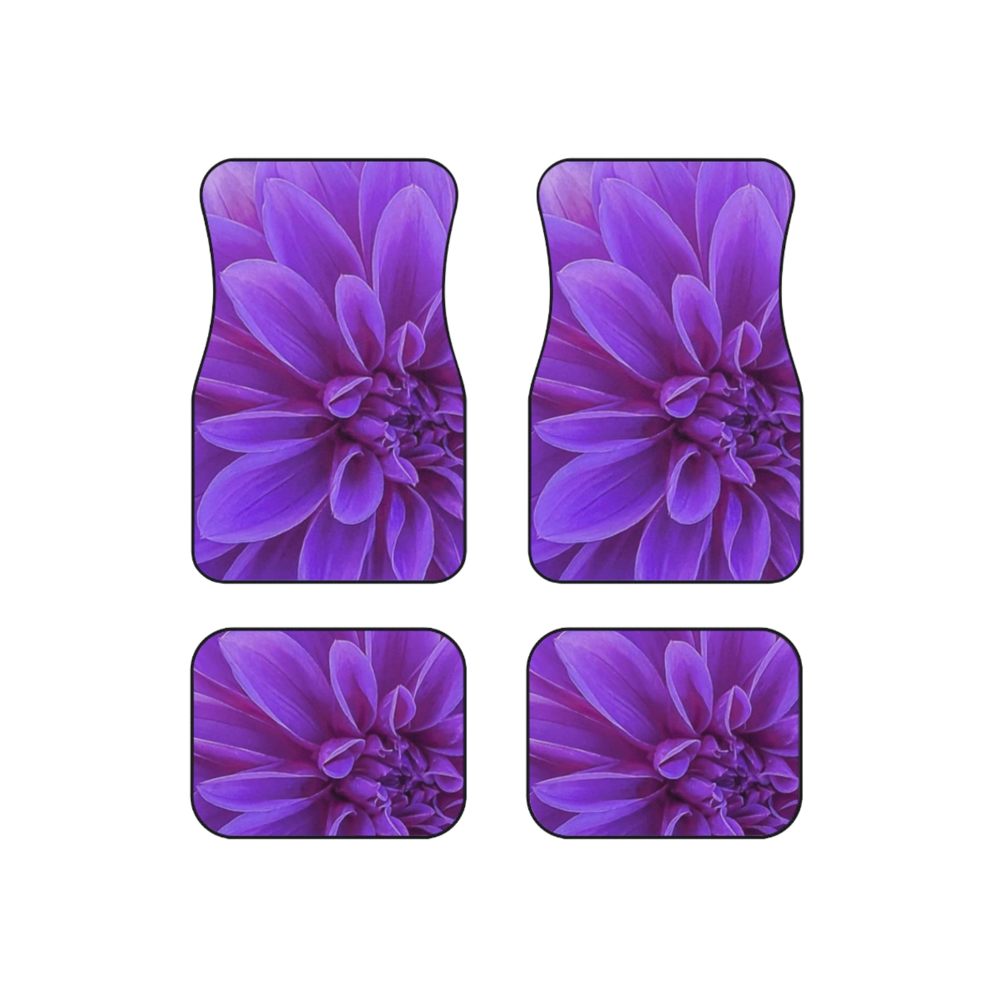 Purple Dahlia Floral Car Mats – Set of 4 for Floral Lovers