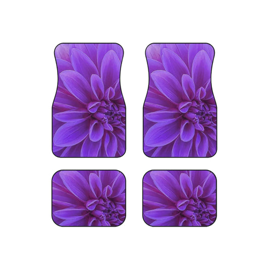 Purple Dahlia Floral Car Mats – Set of 4 for Floral Lovers