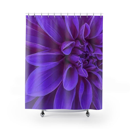  Purple Dahlia Floral Shower Curtain for Chic Bathroom Decor