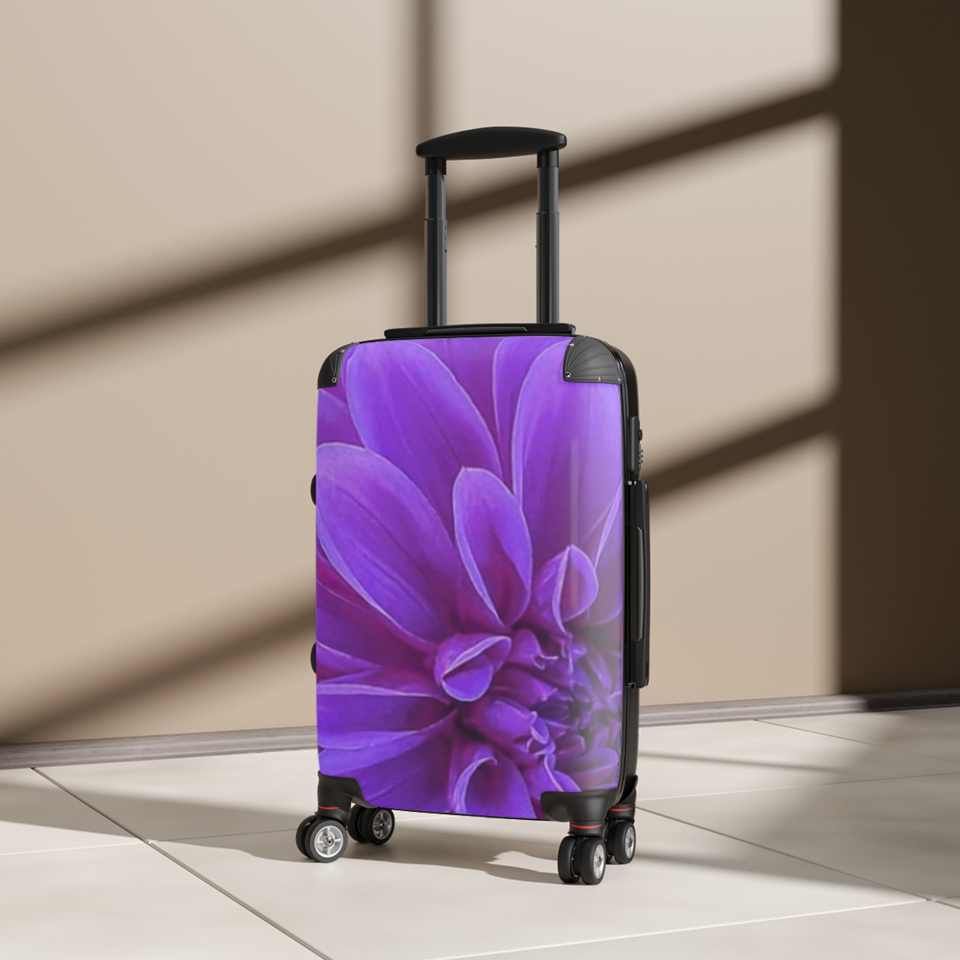 Purple Dahlia Floral Suitcase for Travelers – Soft & Compact