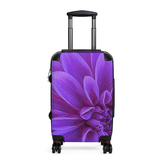Purple Dahlia Floral Suitcase for Travelers – Soft & Compact