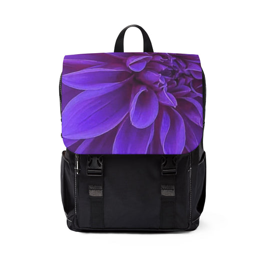 Purple Dahlia Unisex Floral Flap Backpack