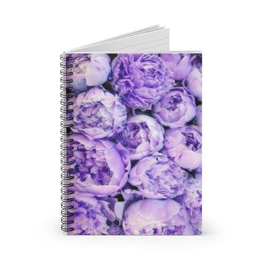 Purple Peony Floral-Themed Spiral Notebook-Ruled Line | Aesthetic Notepad