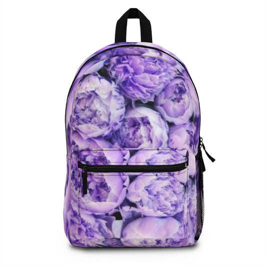 Purple Peony Floral Backpack for Travel
