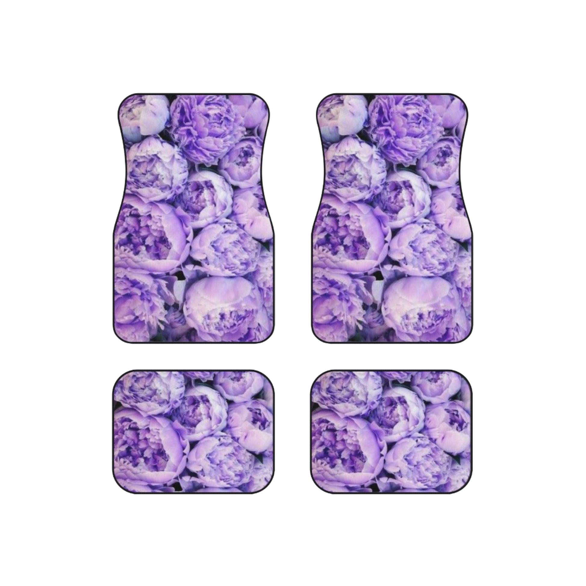 Purple Peony Floral Car Mats – Set of 4 Stylish Mats