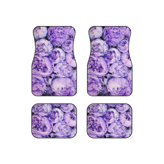 Purple Peony Floral Car Mats – Set of 4 Stylish Mats