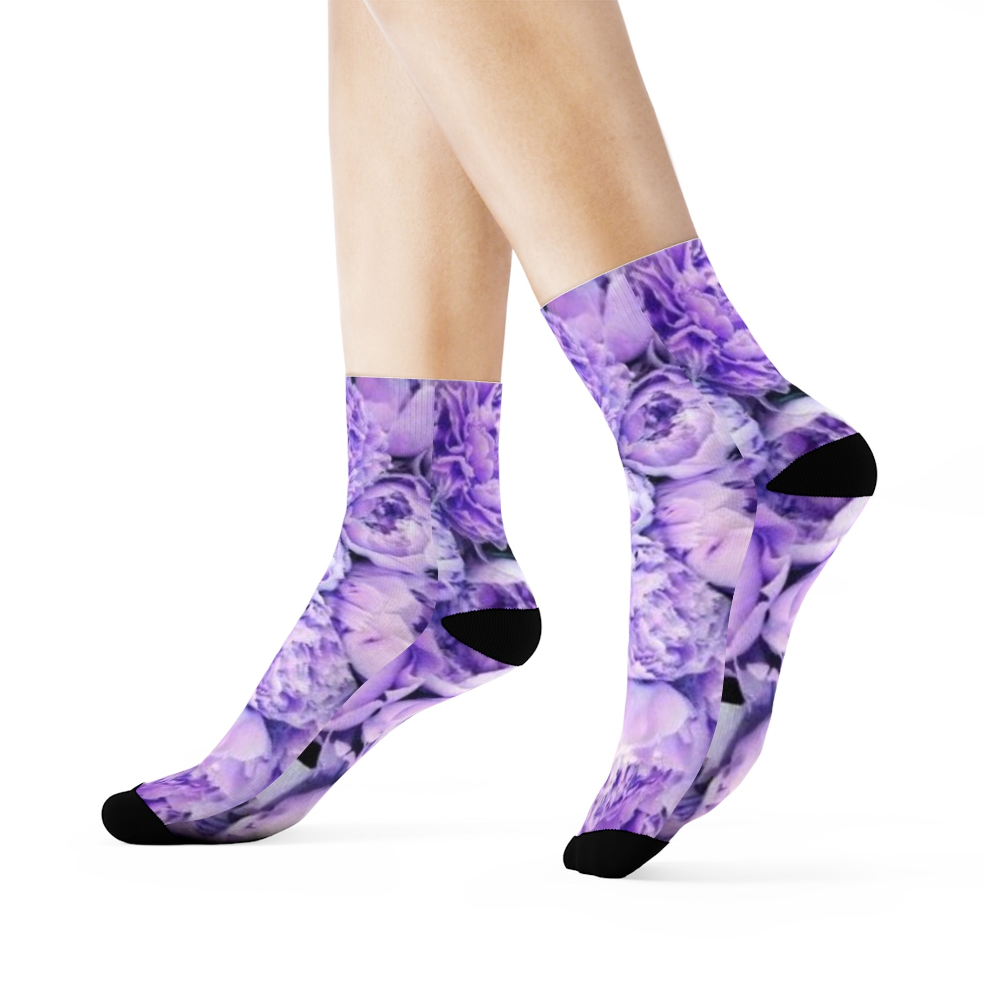 Purple Peony Floral Crew Socks – Pretty & Cozy