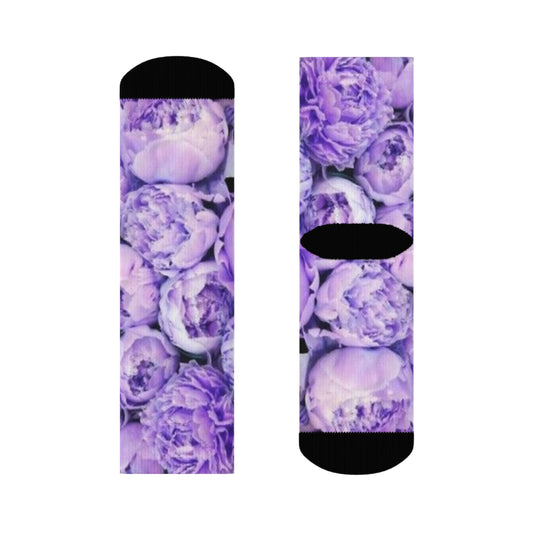 Purple Peony Floral Crew Socks – Pretty & Cozy