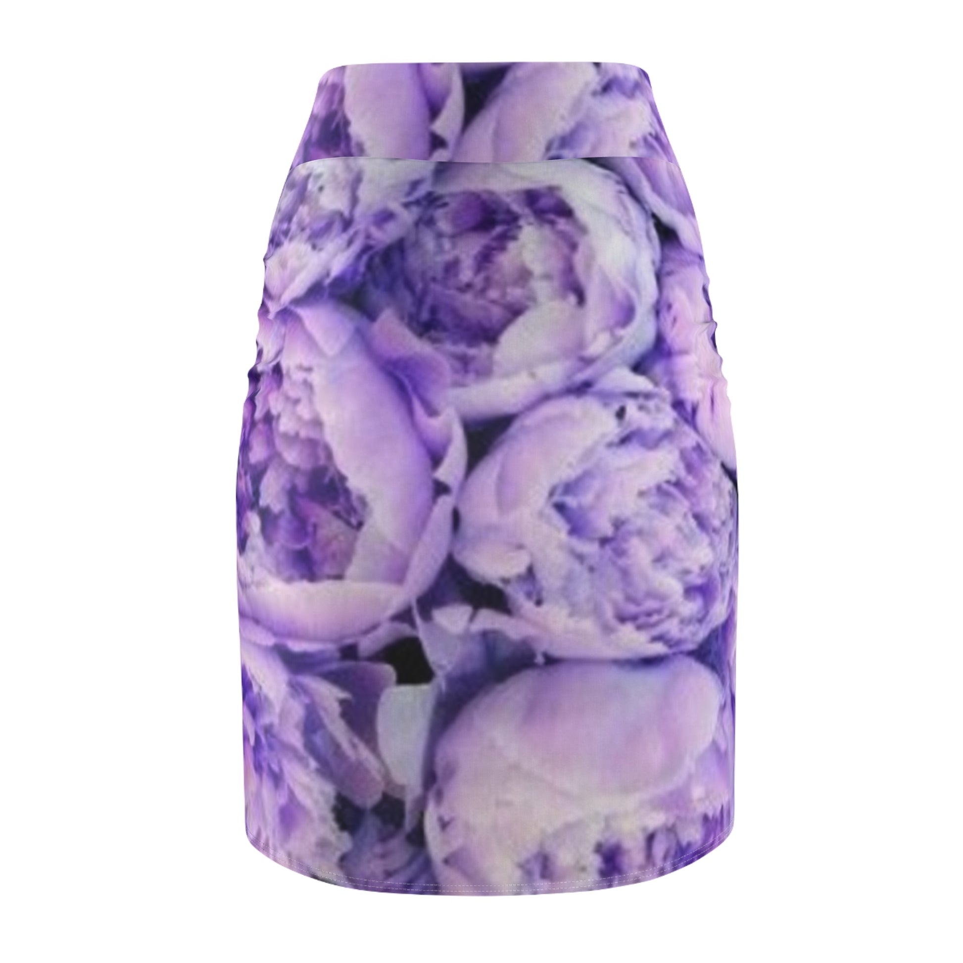 Purple Peony Floral Pencil Skirt – Graceful & Feminine