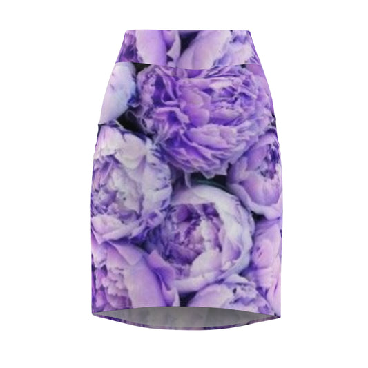 Purple Peony Floral Pencil Skirt – Graceful & Feminine