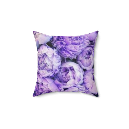 Purple Peony Floral Square Pillow – Soft Floral Vibe

