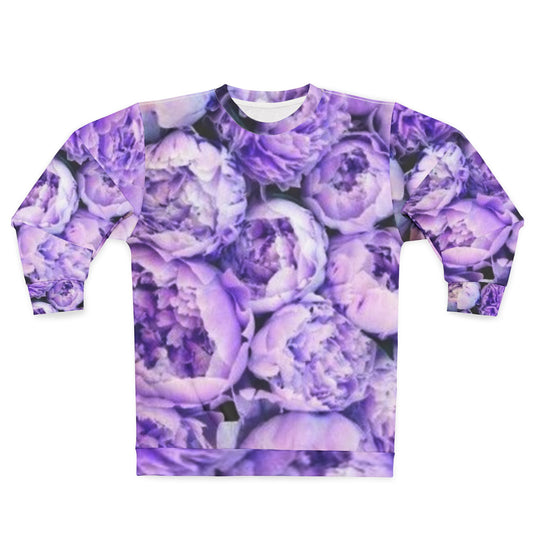 Purple Peony Floral Sweatshirt – Cozy & Stylish for Daily Wear