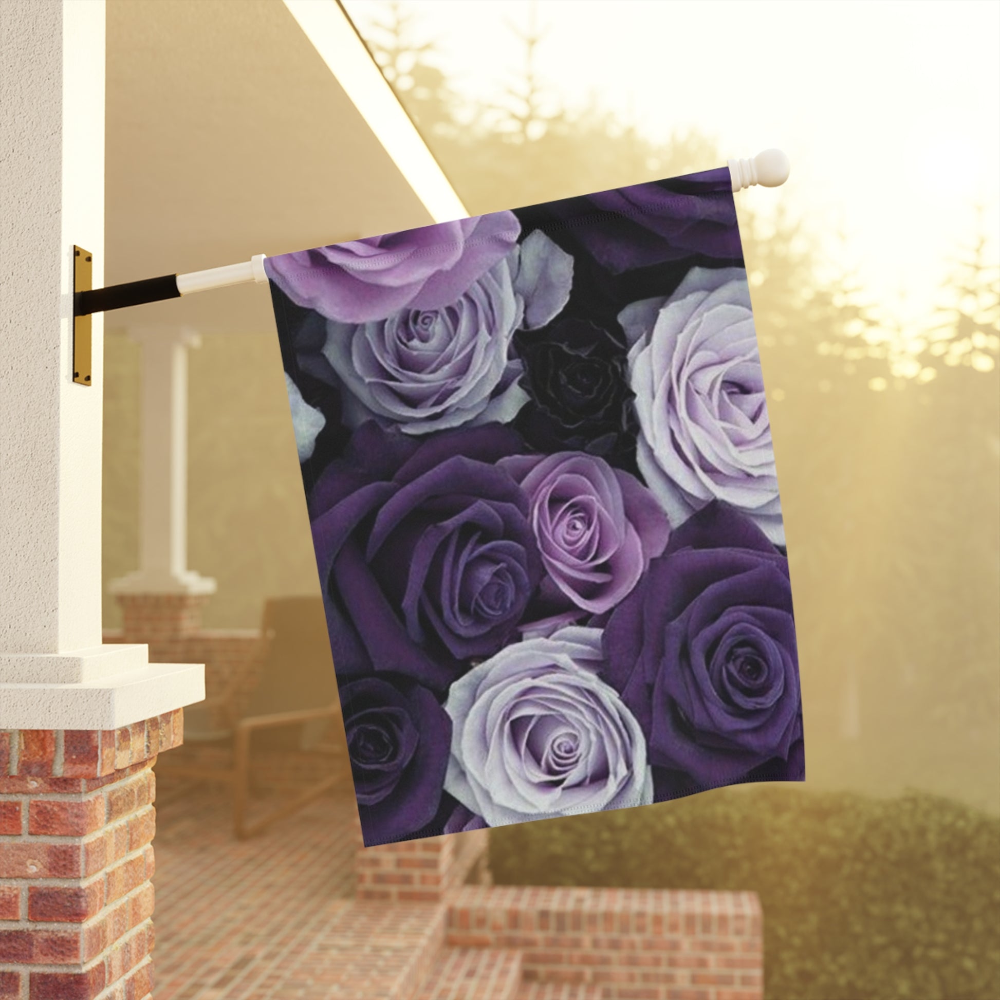 Purple Rose Floral Garden and House Banner – Graceful Outdoor Accent