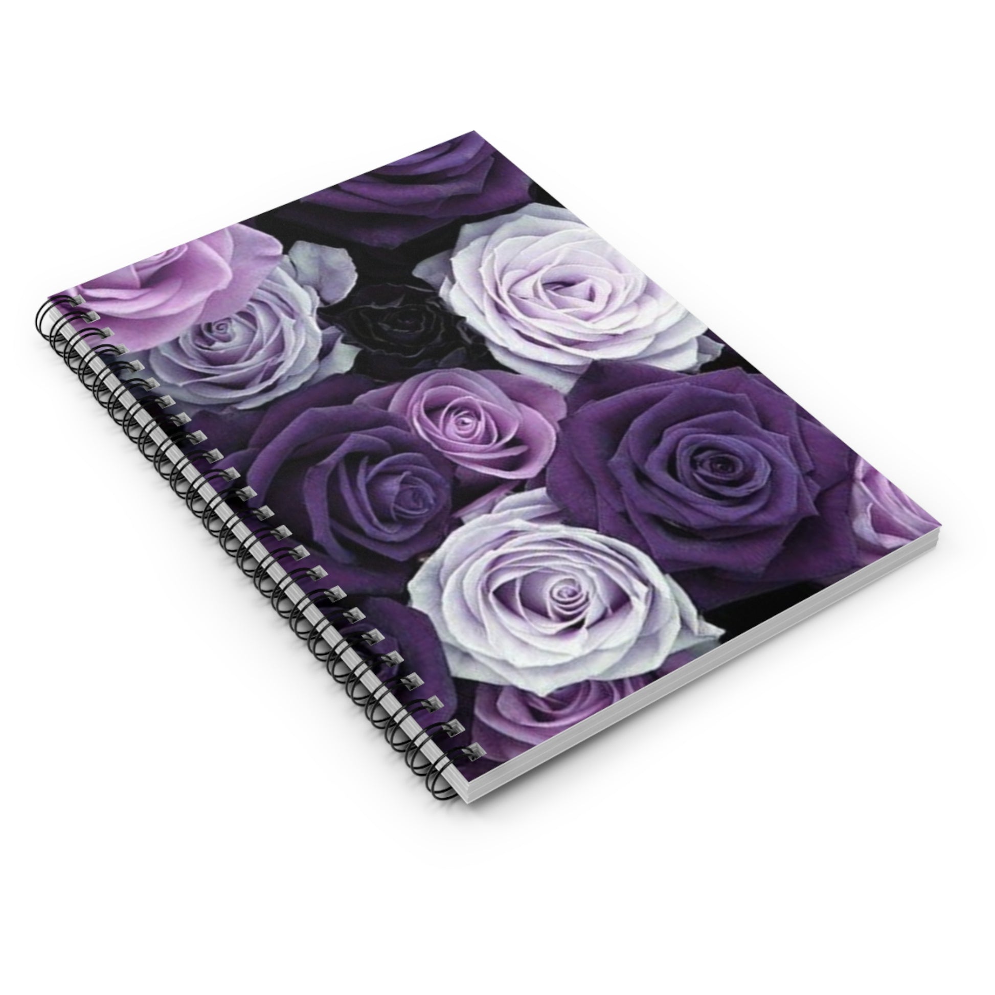 Purple Roses Floral-Themed Spiral Notebook-Ruled Line | Elegant Stationery