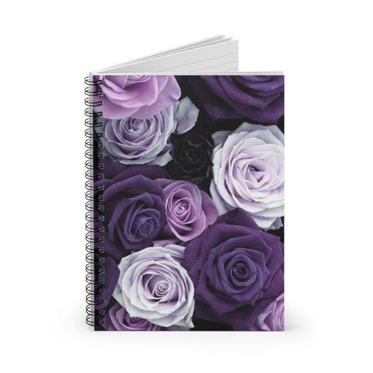 Purple Roses Floral-Themed Spiral Notebook-Ruled Line | Elegant Stationery
