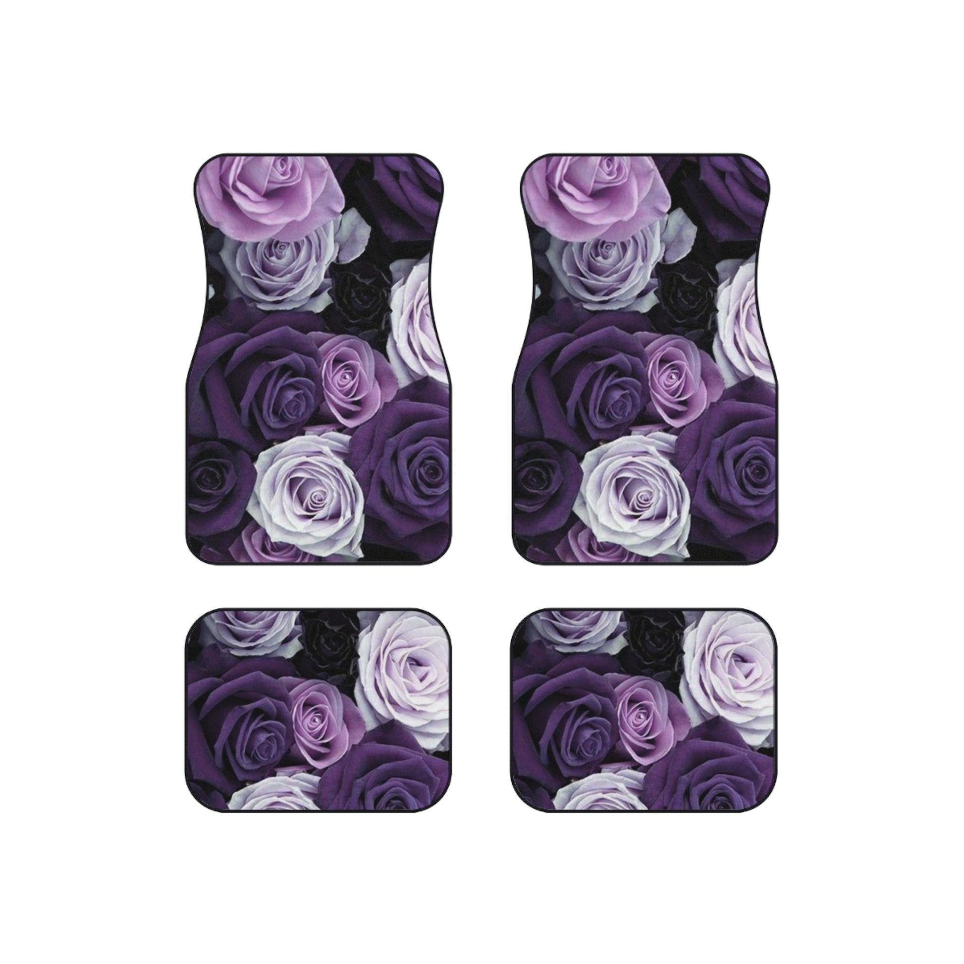 Purple Roses Floral Car Mats – Set of 4 Elegant Car Mats