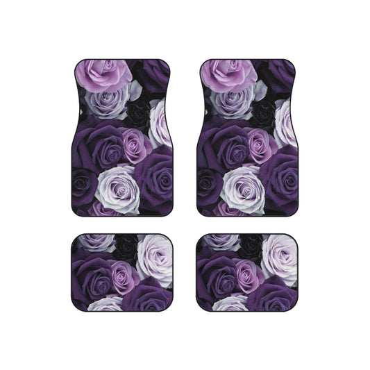 Purple Roses Floral Car Mats – Set of 4 Elegant Car Mats