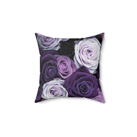Purple Roses Floral Square Pillow – Romantic Touch
