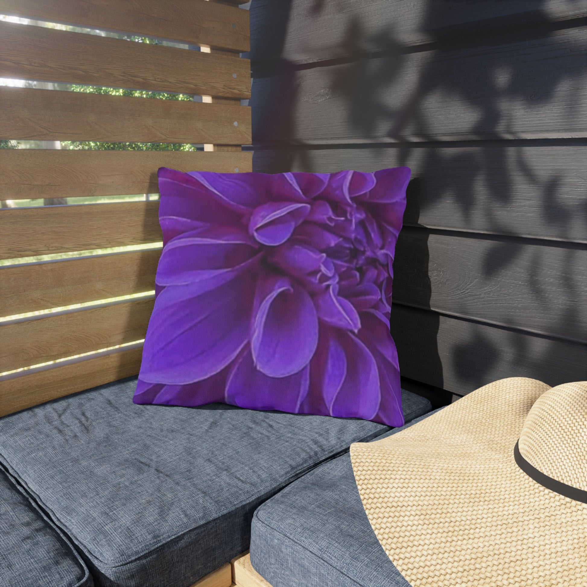 Purple Dahlia Floral Outdoor Pillow