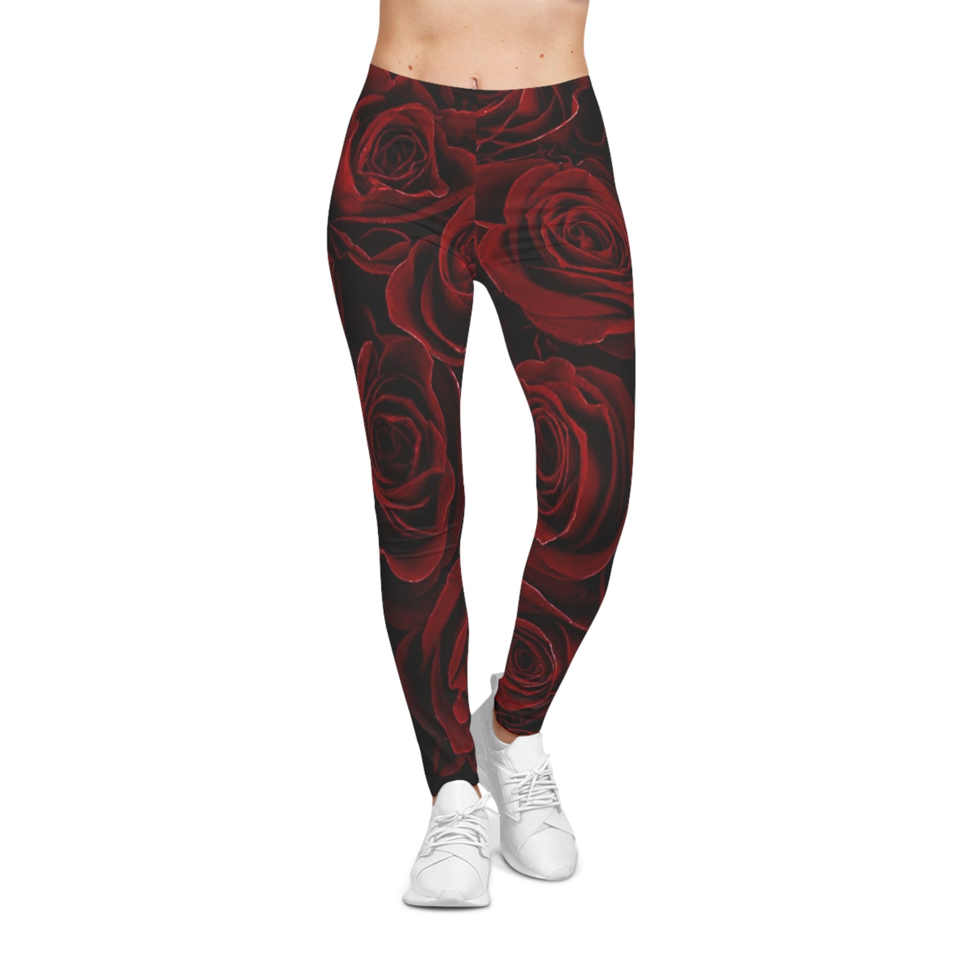 Red Roses Comfortable Floral Casual Leggings