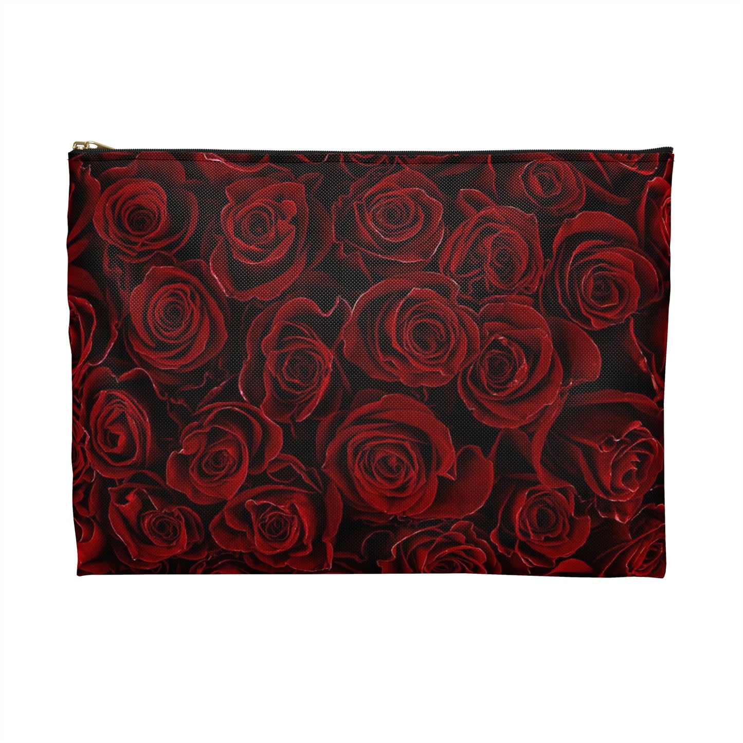 Red Roses Floral Accessory Pouch – Bold & Romantic