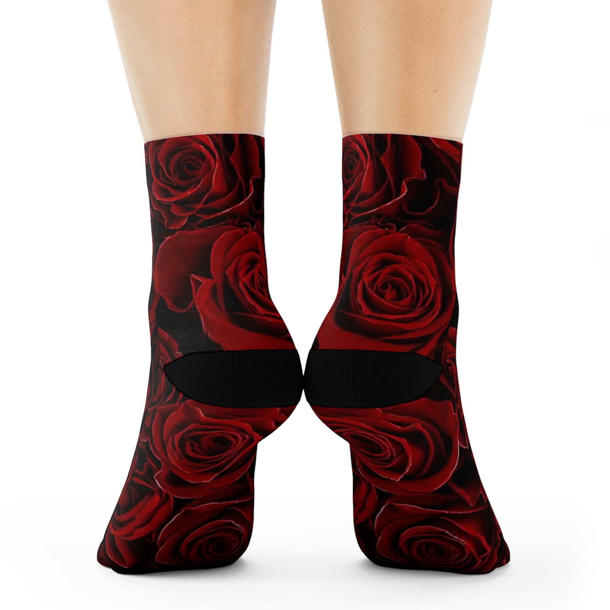 Red Roses Floral Crew Socks – Bold & Bright