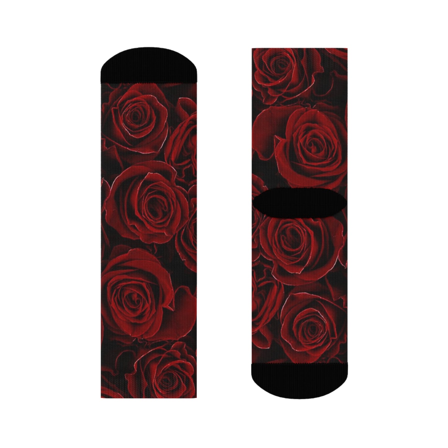 Red Roses Floral Crew Socks – Bold & Bright