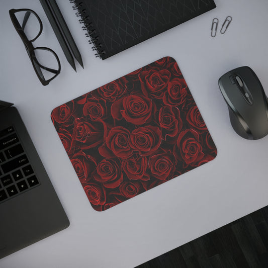 Red Roses Floral Desk Mouse Pad – Elegant & Functional Desk Accessory