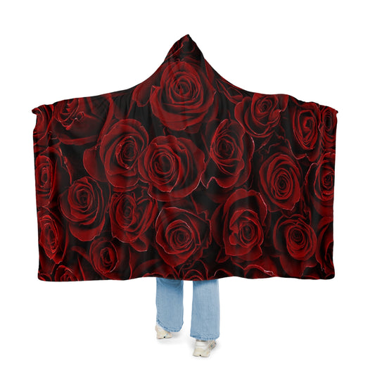 Red Roses Floral Hooded Blanket – Romantic Cozy Favorite