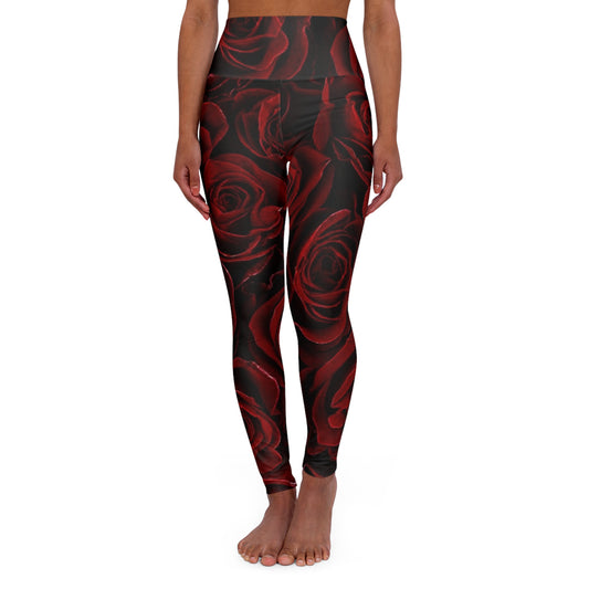 Red Roses Floral Skinny Fit Legging for Gym