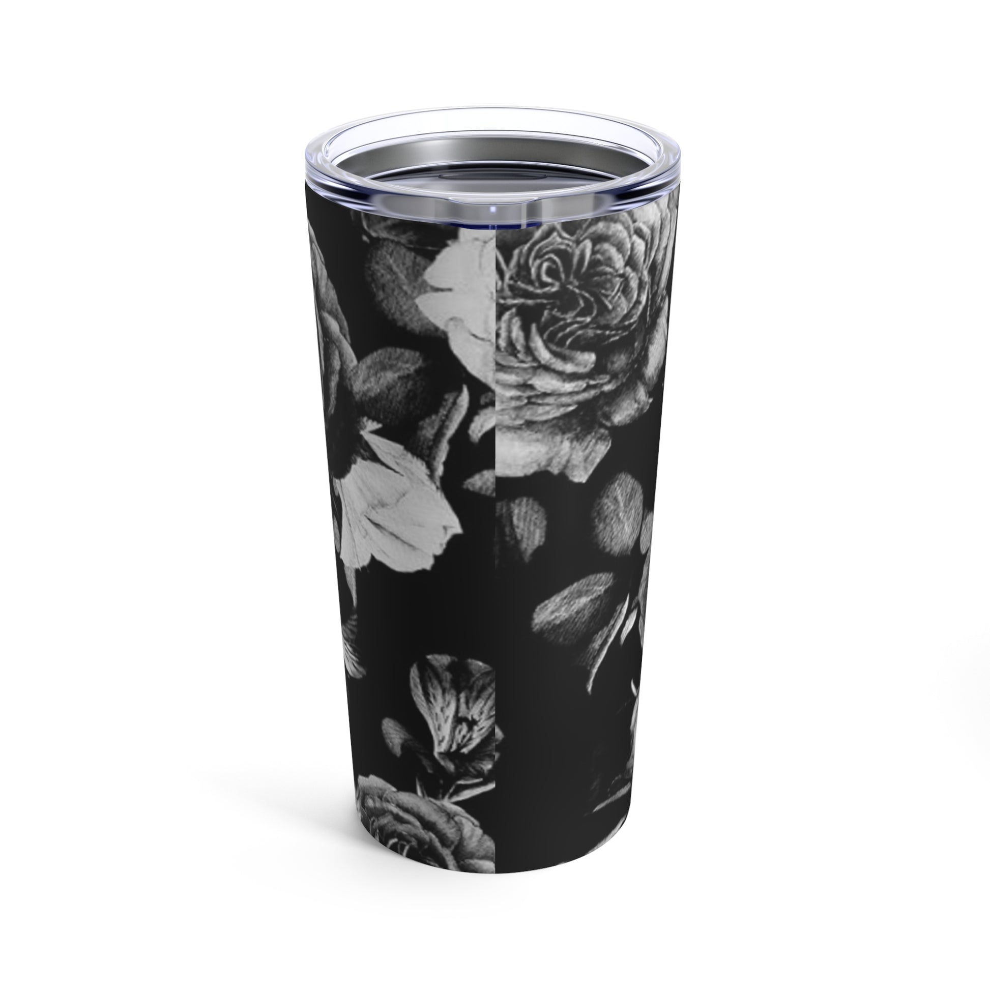 Stainless Steel Floral Tumbler 20 oz – Black & White