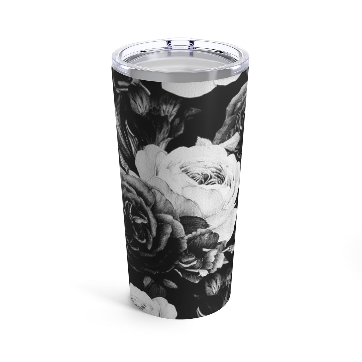 Stainless Steel Floral Tumbler 20 oz – Black & White