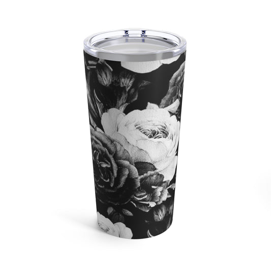 Stainless Steel Floral Tumbler 20 oz – Black & White