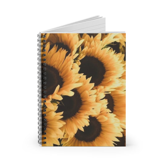 Sunflower Floral-Themed Spiral Notebook-Ruled Line | Bright & Cheerful