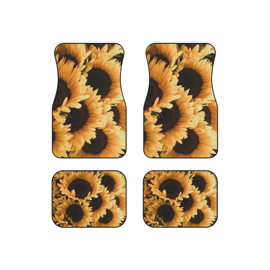 Sunflower Floral Car Mats – Set of 4 Bright Car Mats