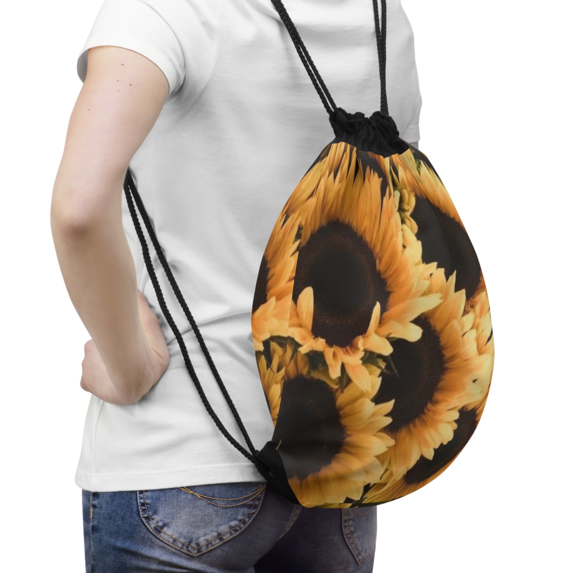 Sunflower Floral Drawstring Bag