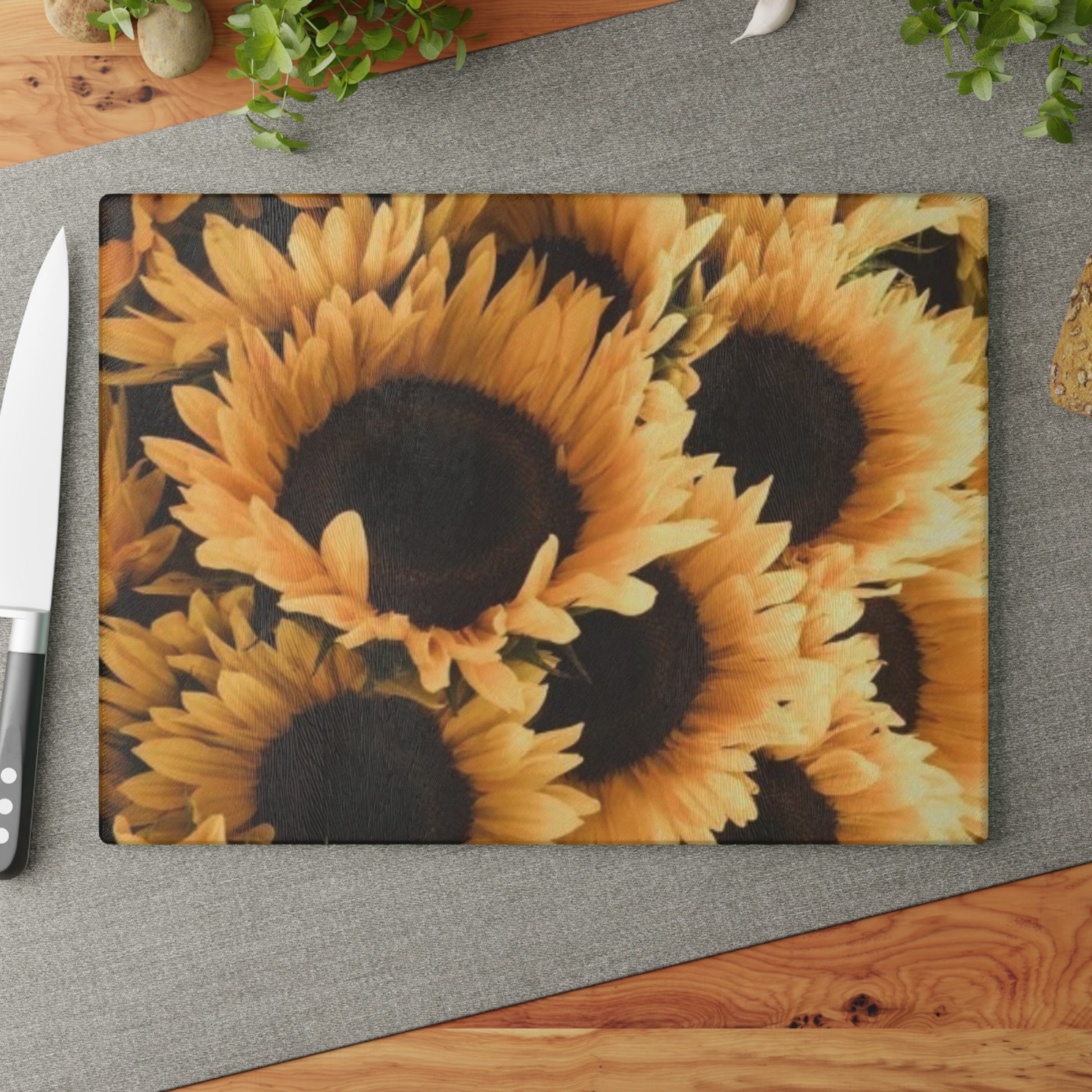 Sunflower Floral Glass Cutting Board – Brighten Your Kitchen