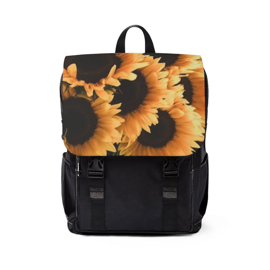 Sunflower Unisex Floral Flap Backpack – Bright & Cheerful