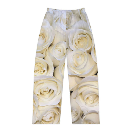 White Roses Cozy Floral Pajama Pant