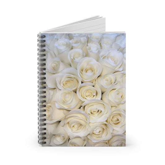 White Roses Floral-Themed Spiral Notebook-Ruled Line | Clean & Classy