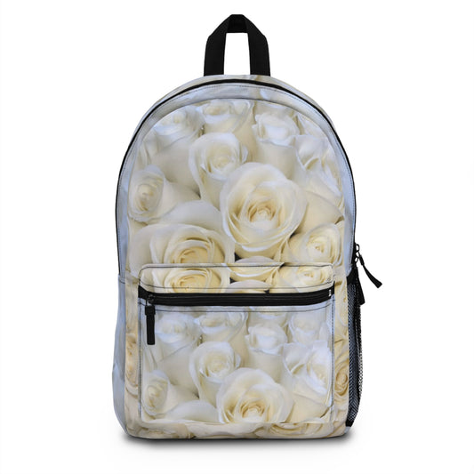 White Roses Floral Backpack for Travel
