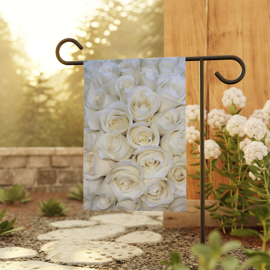 White Roses Floral Garden and House Banner – Elegant Yard Flag
