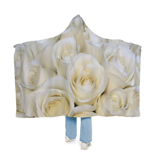White Roses Floral Hooded Blanket – Elegant Everyday Comfort
