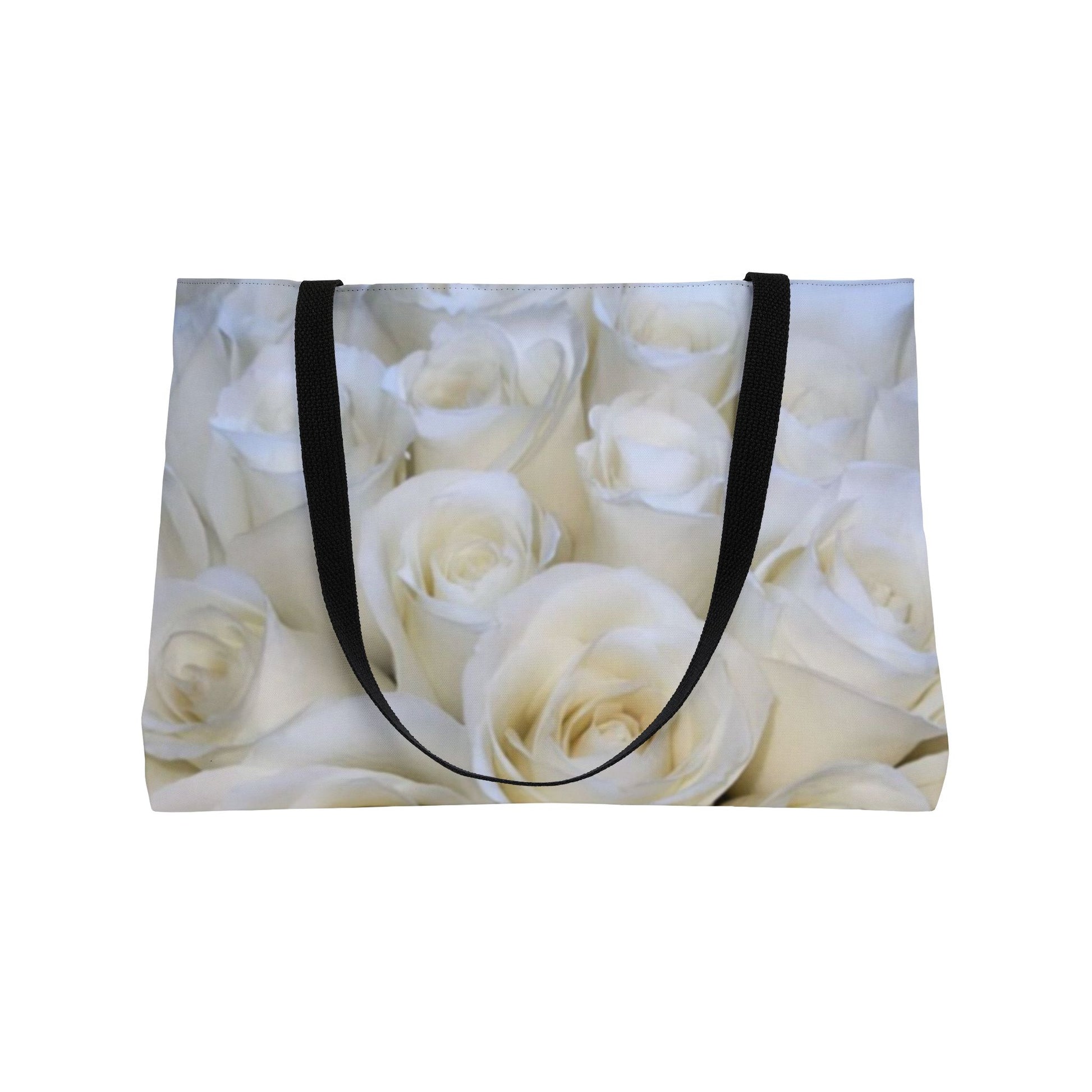 White Roses Floral Rectangle Tote – Elegant and Versatile